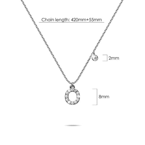 Solid 925 Sterling Silver Initial Crystal Personalised Alphabet Letter Necklace Silver